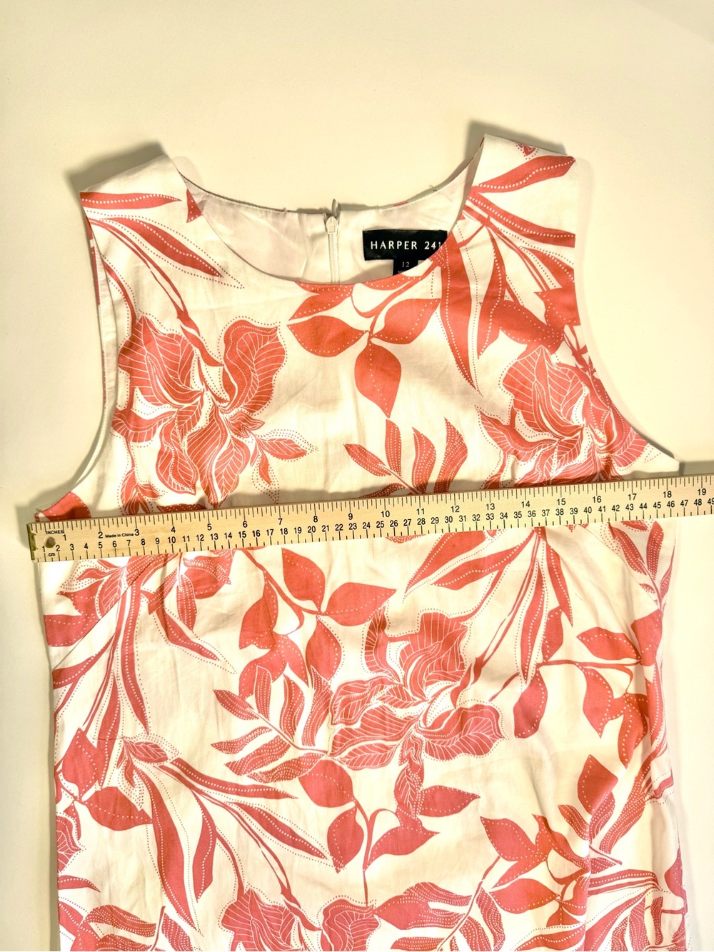 Harper 241 Coral White Floral Sleeveless Sheath Dress 12 Resortwear Vacation - Picture 8 of 11